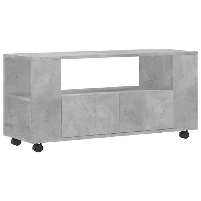 VidaXL Meuble TV gris béton 102x34,5x43 cm bois d'ingénierie 833746