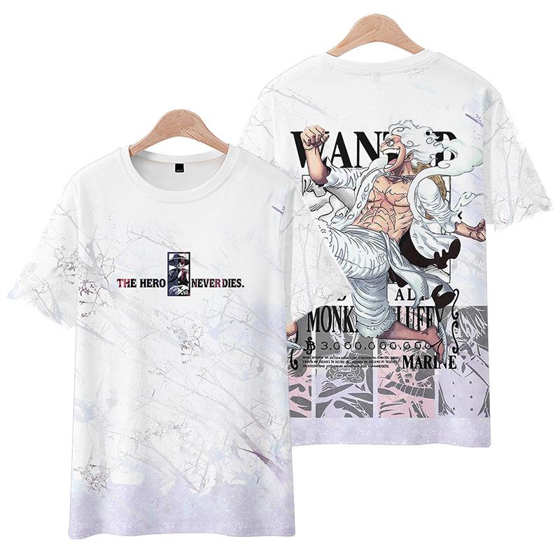 15 barev ONE PIECE Anime Dámská Pánská trička Anime Tričko Kreslený potisk O-výstřih Nadměrná velikost Krátký rukáv Móda Pánské oblečení Streetwear