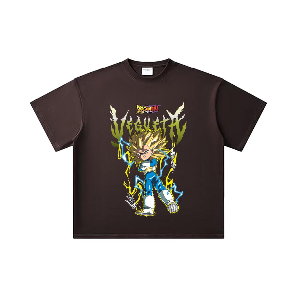 260 GSM Double Yarn 32 Count 100% Cotton Dragon Ball V51 Daima Vegeta Print Unisex Heavy Cotton T Shirt