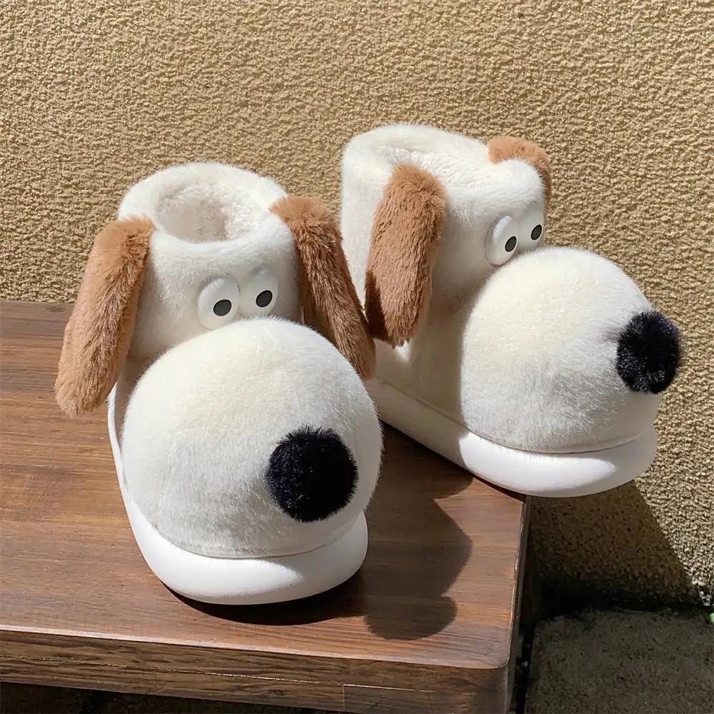 Children's Fun Cute Puppy Children's Cotton Shoes Boys and Girls Home Outside Wear Padded Warm Plush Snow Boots Winter