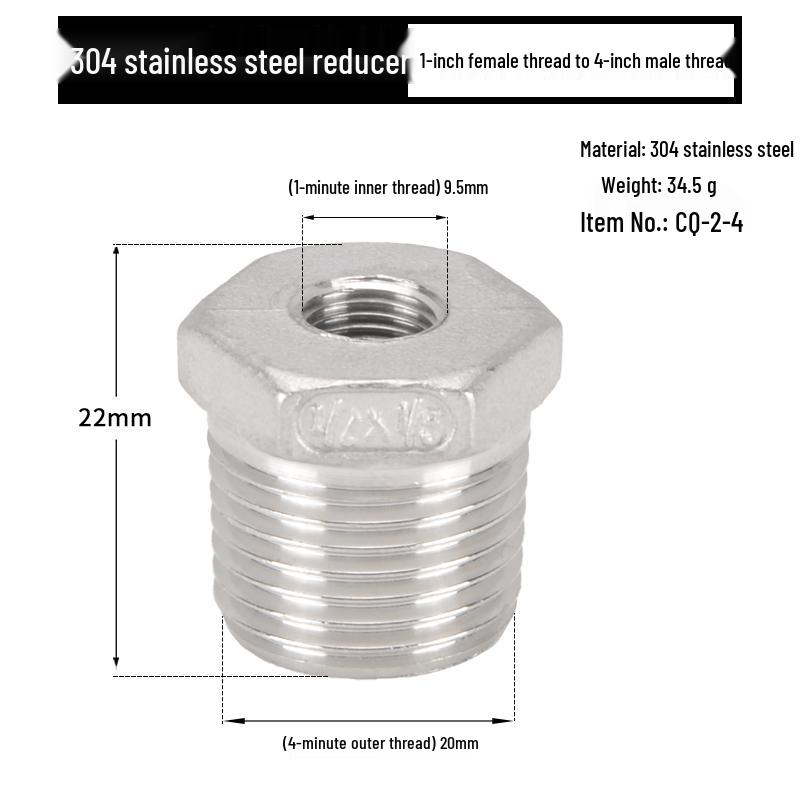 Reductor Buching din Oțel Inoxidabil 304: Reductor de 1,5", 1,2", 1" la 3 minute, 2 minute, 1 minut cu filet exterior și interior