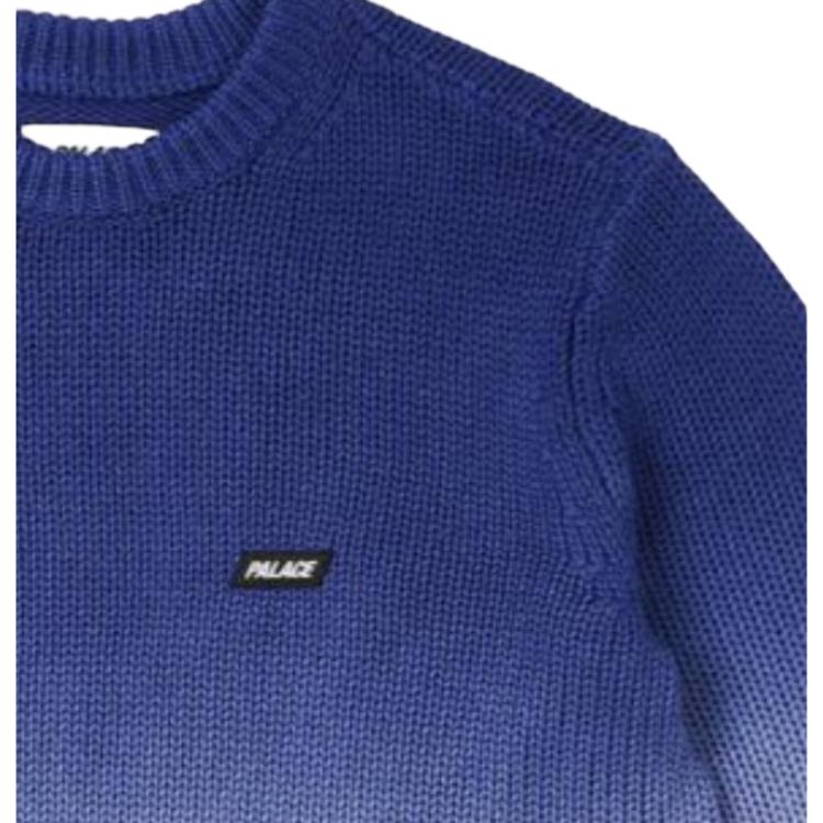 Palace Farbverlauf Rippstrick Pullover mit langen Ärmeln und Mini-Logo Unisex Oberteile Blau P25KW022