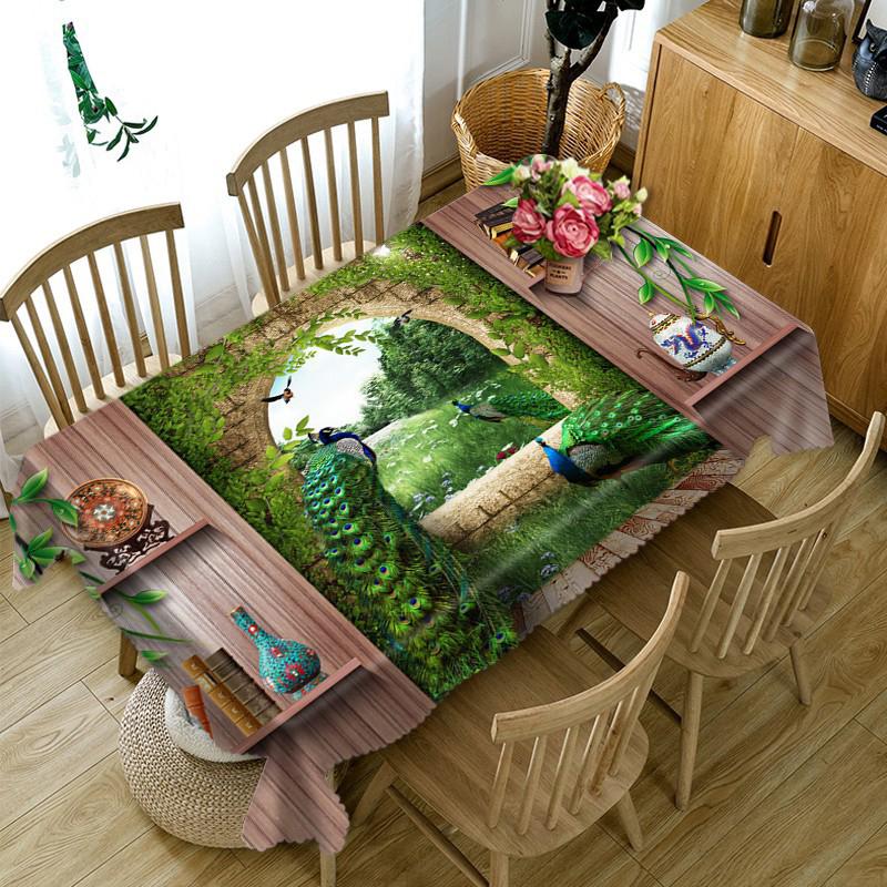 Tischdecke mit Blumen- und Zuckerrohrranken, Naturmuster, waschbar, staubdicht, dickes Baumwolltuch, rechteckige und runde Tischdecke
