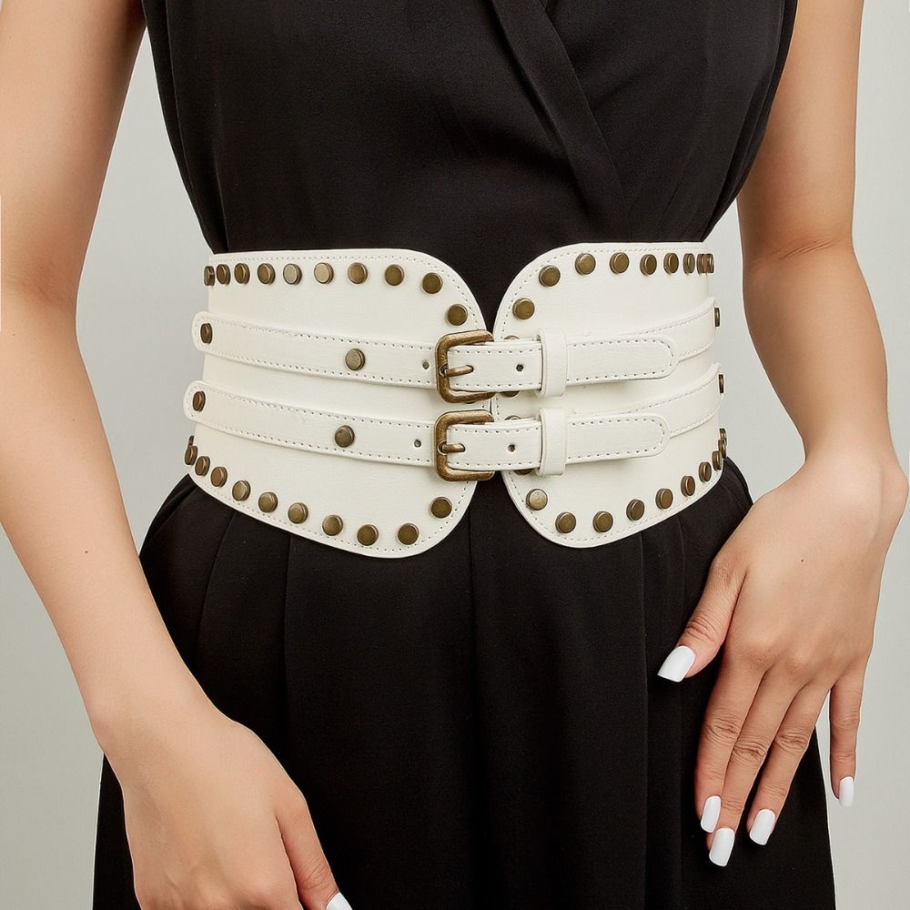 PU Leather Rivet Belt Spicy Girl Wide Waistband Elegant Pu Leather Corset  Ladies