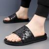 Fashion Summer Fashion Casual Flip Flops for Men New Designer Black Cow Leather Slippers Male High Quality Korean Outwear Slides Men