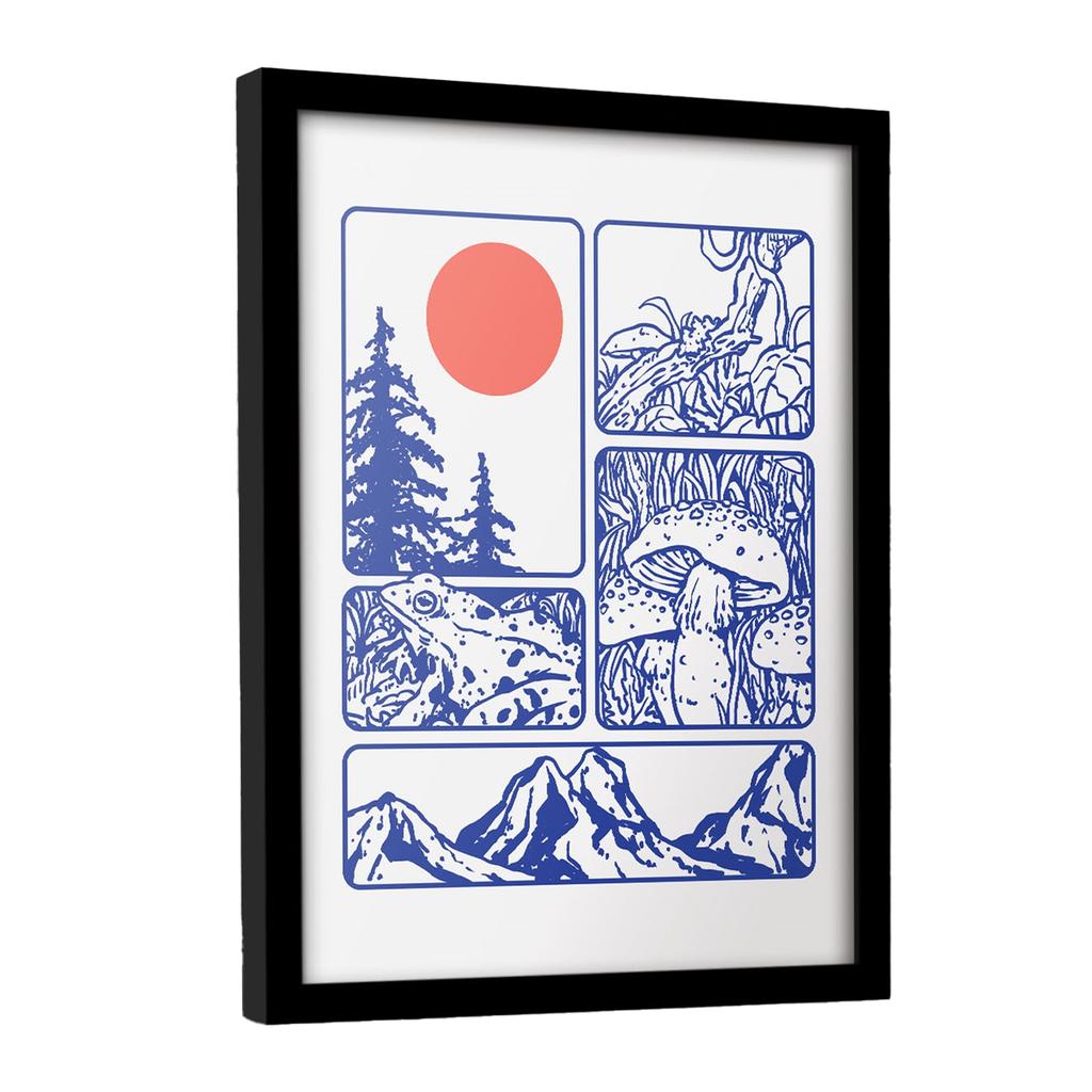 Pyramid International Mushroom, Frogs And The Eternal Sun Framed Poster