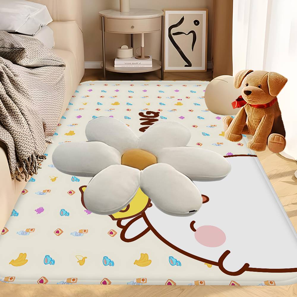 Anime Cute M-Molang Kitchen Mat Kids Room Bedroom Decoration Balcony Anti-Slip Doormat Living Room Alfombra