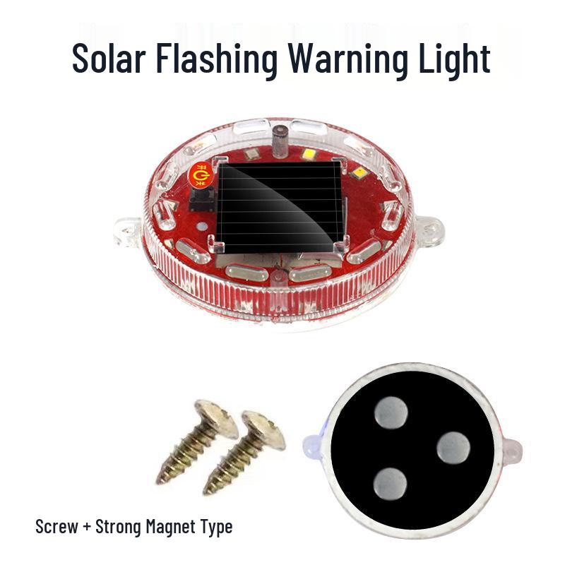 Solar-Powered LED Warning Lights for Cars/Motorcycles - No Wiring Needed