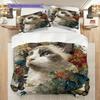 Maine Coon Pattern Bedding Quilt Set Quilt Cover Pillowcase Home Decoration Birthday Gift (1 * Duvet Cover + 2 * Pillowcase, Without Core)