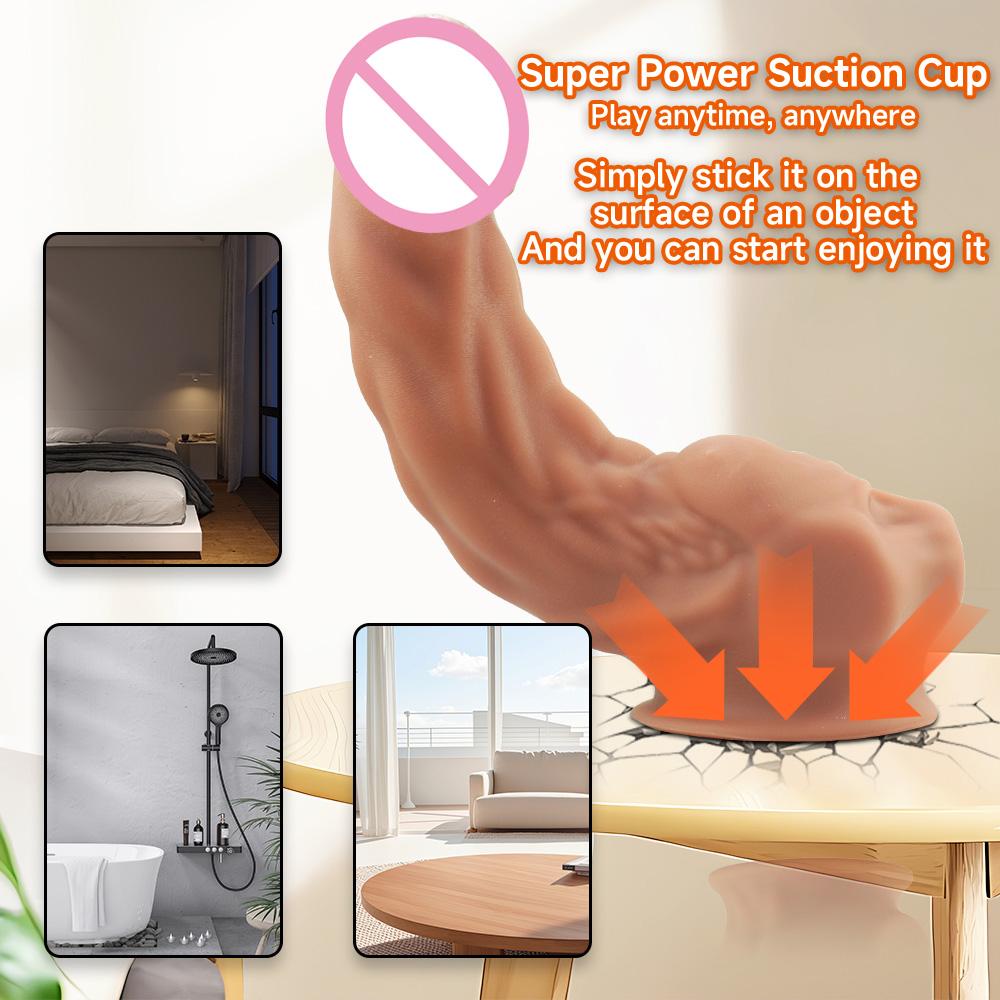 Penis Extra Realist din Silicon, Masturbatori cu Dop Vaginal și Anal pentru Femei, Jucării Sexuale pentru Adulți cu Ventuze Puternice, Jucării Sexuale 18+