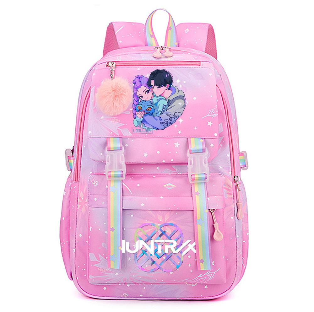 Niedlicher K-Pop Dämonenjäger Aufdruck Große Kapazität Wasserdichter Rucksack Teenger Schüler Mädchen Junge Schultasche Buchtasche Damen Große Kapazität Reisetasche