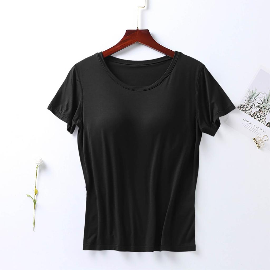 Women's Camisole Short Sleeve Top Summer One-piece Non-Steel Ring With Chest Pad Top