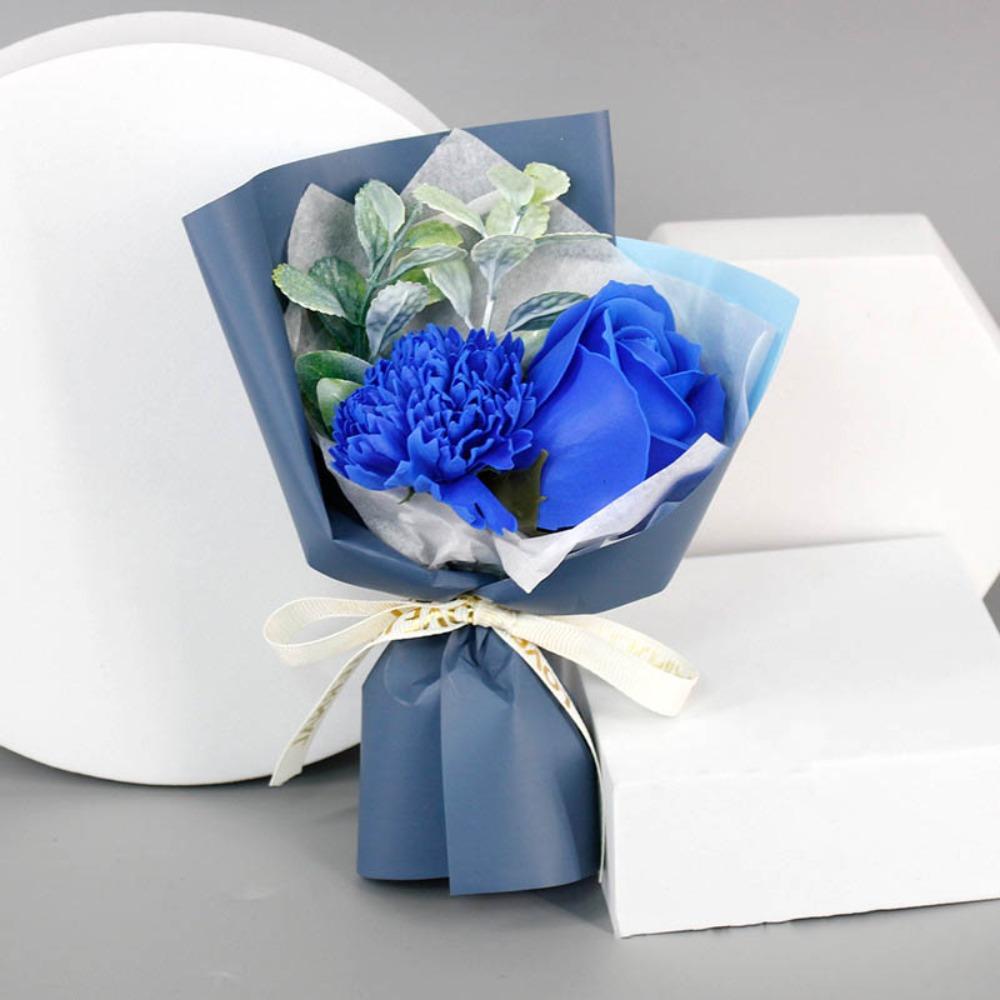 Rose Künstliche Rose Bouquet 3 Köpfe Handhaltend Künstliche Blumen Geschenkverpackung Mini Handhaltend Seifenblume Muttertag