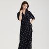 Ladies' Temperament Short-sleeved Dress 2025 Summer Floral Dress, High-end Feeling, Slim and Thin, Medium To Long Skirt