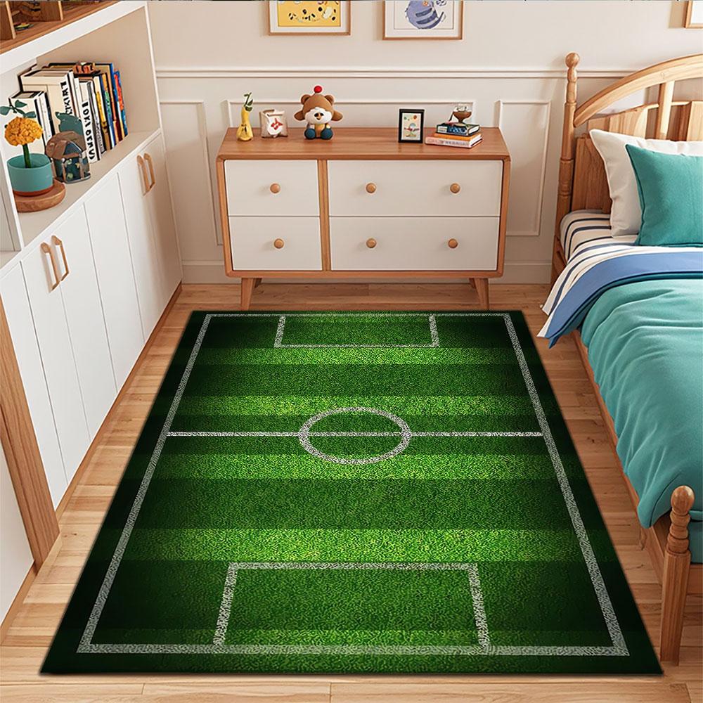 Football Field Pattern Rug Design Patterned carpet, suitable as a non slip play mat for the living room and bedroom sofa
