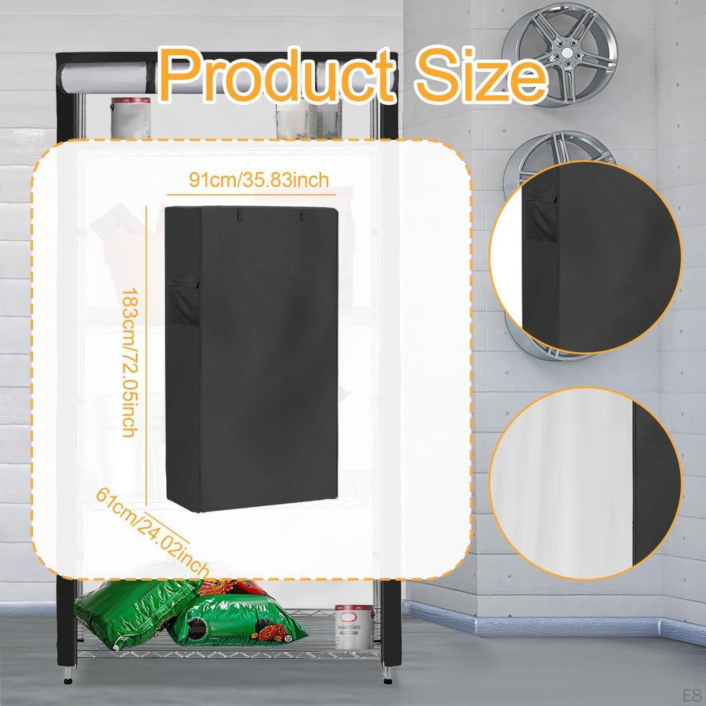 Storage Wire Rack Cover with Zipper Side Pocket Outdoor Shelving Protector for Indoor