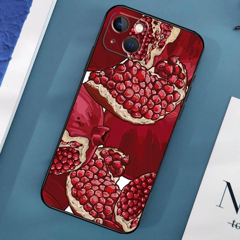 Essen Frucht Roter Granatapfel Hülle Für iPhone 15 11 12 13 14 Pro Max 12 13 Mini X XS Max XR 7 8 Plus SE 2020 Hülle Coque