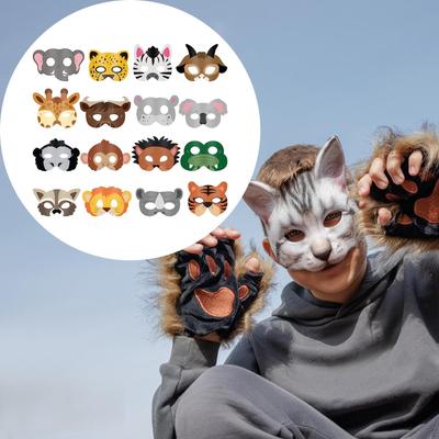 16Pcs Jungle Zoo Animals Cartoon Mask, Halloween Dress Up Animal Face Mask for Birthday Party,