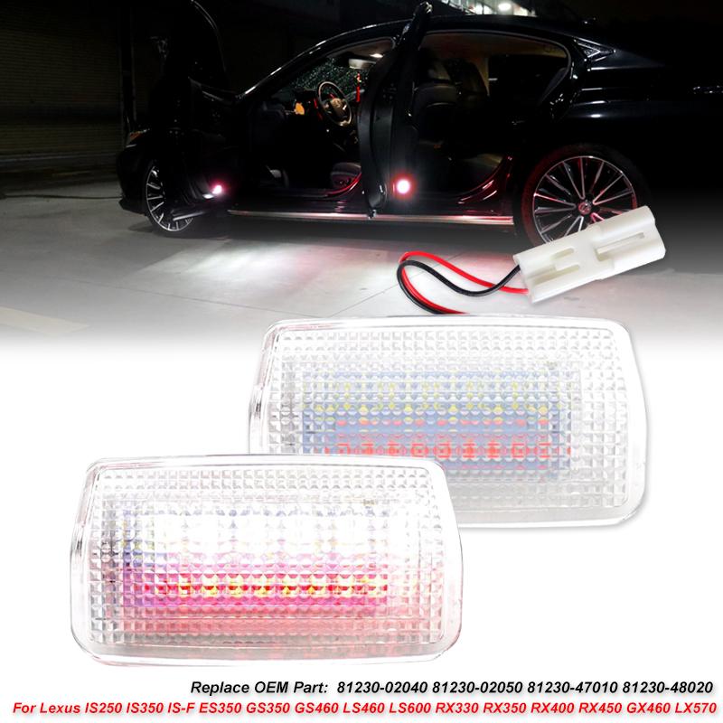 

White/Red Led Side Door Panel Courtesy Warning Light For Toyota 4Runner Avalan Camry Prius Tundra For Lexus ES GS GX IS RC LX