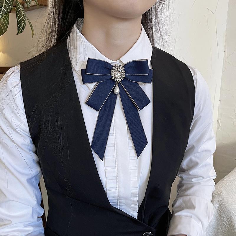 Collar Flower Female Professional Head Flower Set Bank Bow Tie Industrial And Commercial Postal Mail Storage Teller Blue Shirt Jk Tie Accessories