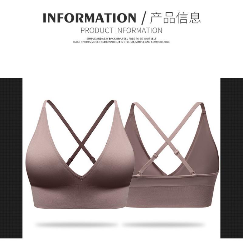 Women Cross Back Thin Strap Shockproof Sports Yoga Bra For Gym Fitness Training