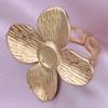 1/5pcs Real Gold Plated Open Adjustable Ring Oval Square Flower Stainless Steel Rings For Women Men DIY Stone Crystal Oil Drip