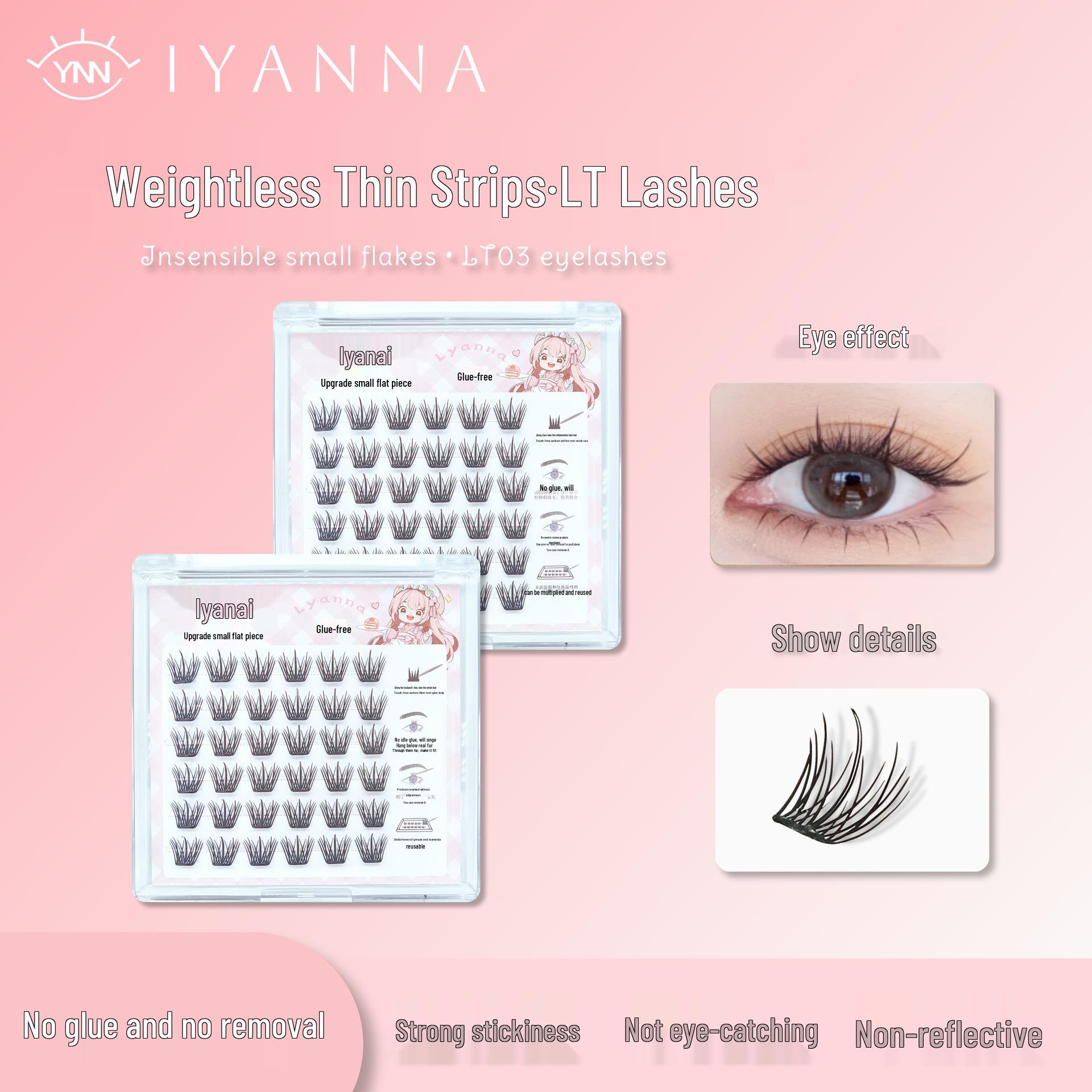 

Iyan Na Self-Adhesive Segmented False Eyelashes - Thin Wind-Resistant Pieces LT03