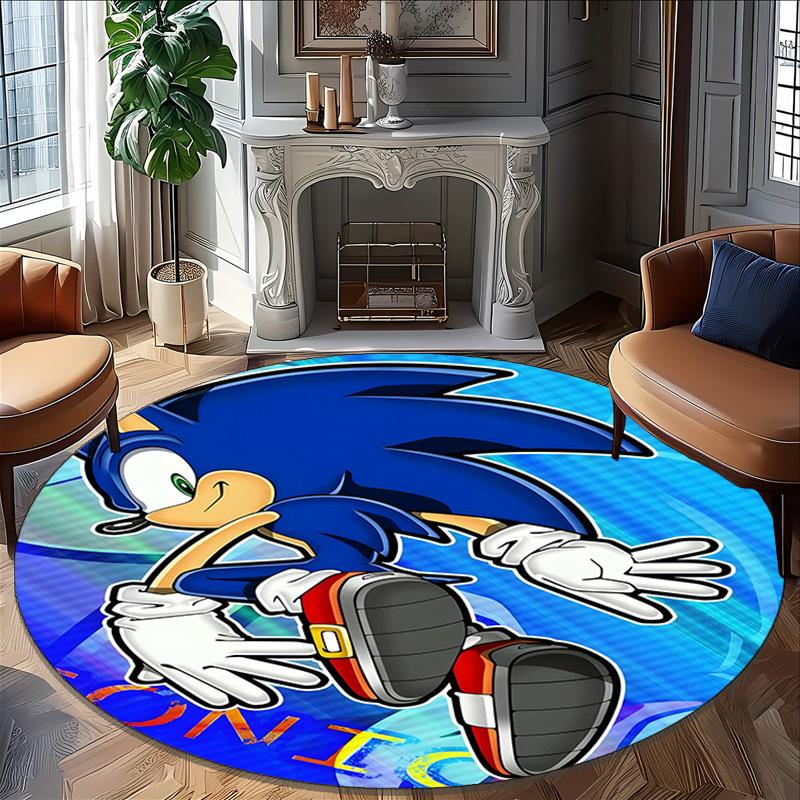 1pc Sonic4 Design Printed Area Round Carpet for Bedroom Living Room Home Decor Rugs Mat Non Slip Mat Rug for Bedside