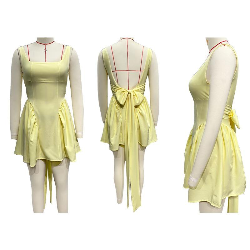 Damen Träger einfarbig Schleife abnehmbares Trägerkleid für Damen