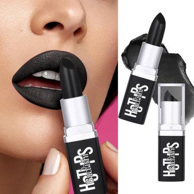 Black Lipstick Matte Pearlescent Non-stick Nourishing Long Lasting Waterproof Highly Pigmented Lip Tint Stain Stick Halloween Women Lip Makeup Tools