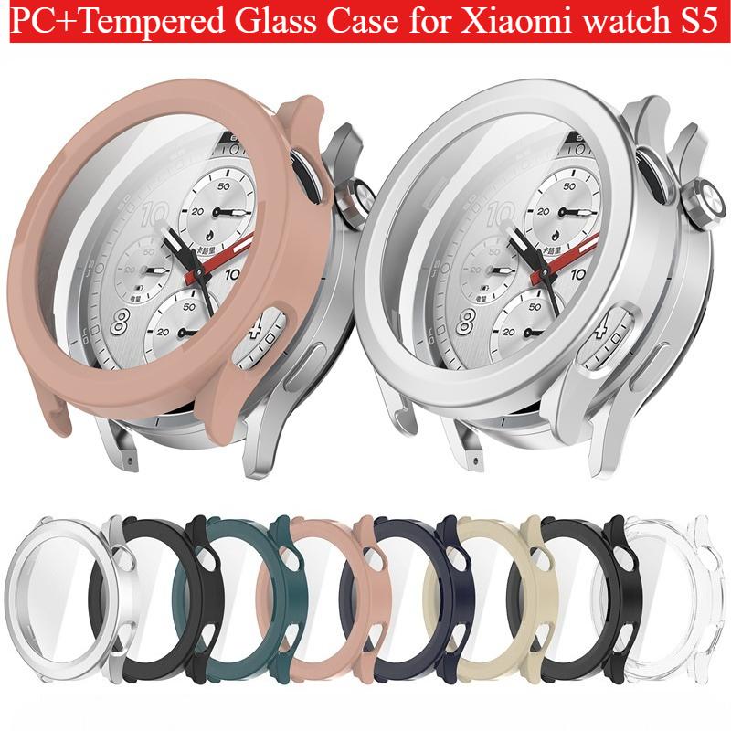 Pouzdro z PC+tvrzeného skla pro chytré hodinky Xiaomi Watch S5 Řemínek Ochranný kryt Nárazník Chránič obrazovky pro Xiaomi Watch S5 Příslušenství