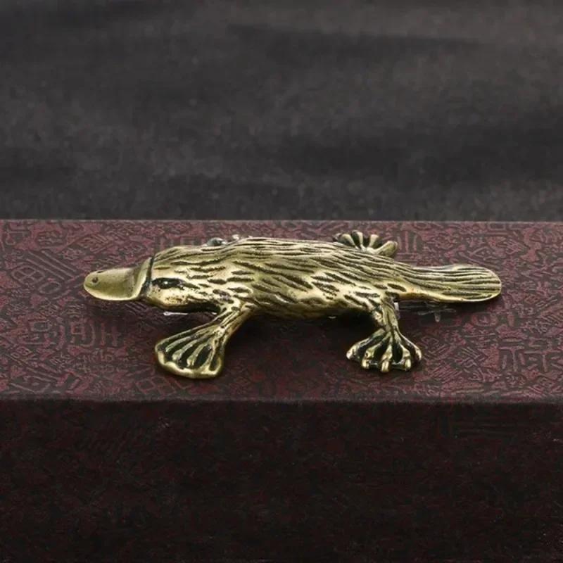 Home Decorations Accessories Children Gifts Solid Brass Animal Platypus Figurine Miniature Tea Pet Crafts Desktop Small Ornament