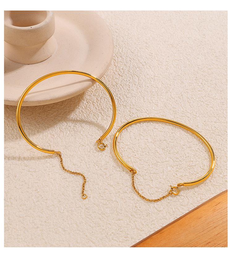 European & American Style Multi-Layer Stainless Steel Bracelet: Geometric, Polished, Round Bangle for Women