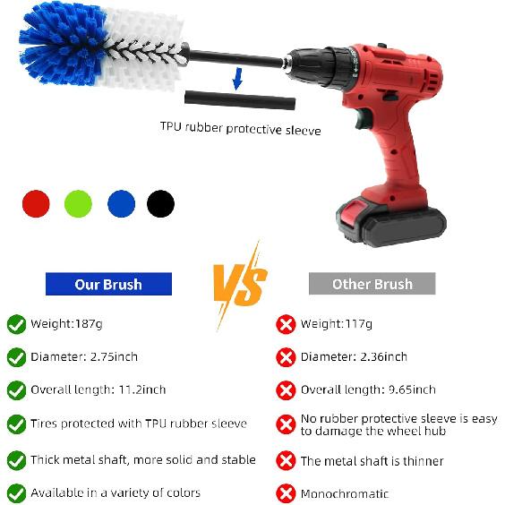 Wheel Brush, Soft Drill Wheel Cleaner Brush, Drill Brush For Car Wheel, No Scratches Highly Dense And Durable Car Wheel Brush Rim Tire Car Cleaning