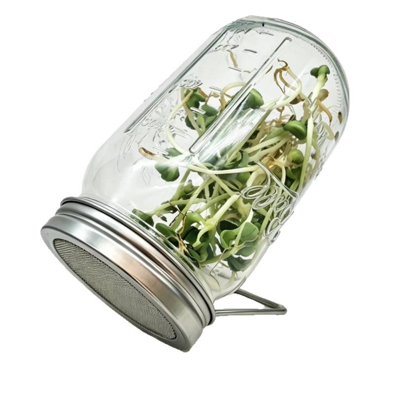 Keimdeckel für Weithalsgläser, 304 Edelstahl Keimdeckel mit feinem Sieb - Wiederverwendbares Keimset