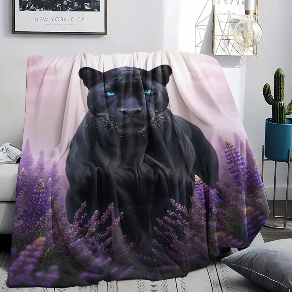 1Pc Lavenderanimals Print Flannel Blanket, High quality Comfortable for All Seasons, Home Decor, Warmth and Comfort, Perfect for Christmas Gifts