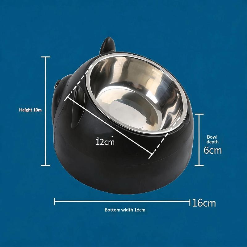 Cat Ear Shaped Elevated Stainless Steel Pet Bowl Non-Slip Scratch Resistant Feeder for Small Cat Dog Food Water
