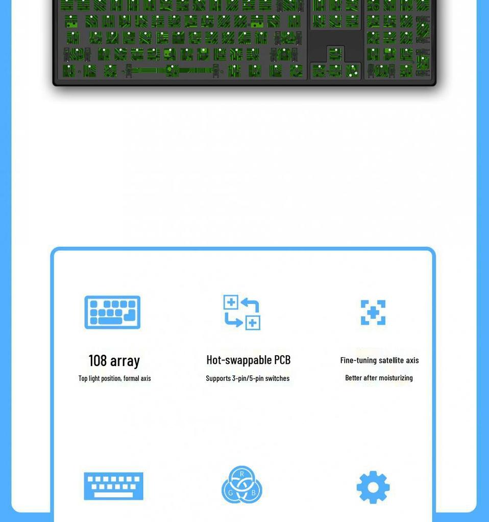 Multi-Size Wireless Bluetooth Mechanical Keyboard Kit with RGB, Customizable and Three-Mode Connectivity