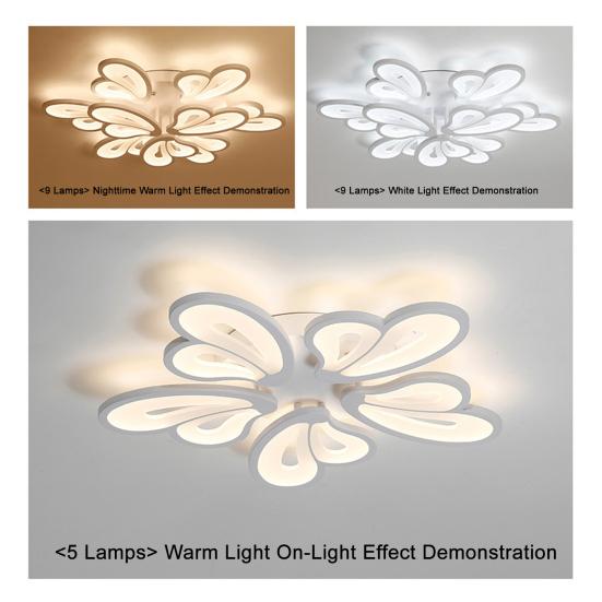 Lampa Sufitowa LED w Kształcie Kwiatu Ściemniana Nowoczesna Lampa Miękkie Światło Ochrona Oczu Lampka Nocna Artystyczne Oświetlenie Salonu w Kształcie Serca