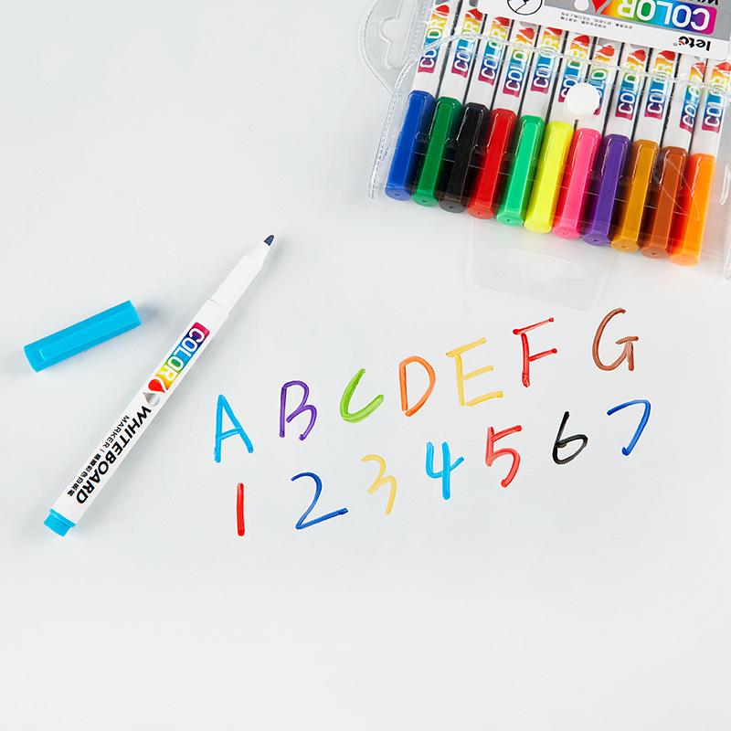Odorless Children's Whiteboard Markers, Easy To Write & Erase, 12 Vibrant Colors for Drawing & Stationery.