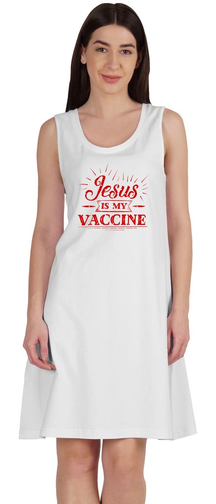 Inkmeso Jesus Is My Vaccine T-Shirt Funny Pro Vaccine Summer Scoop Neck