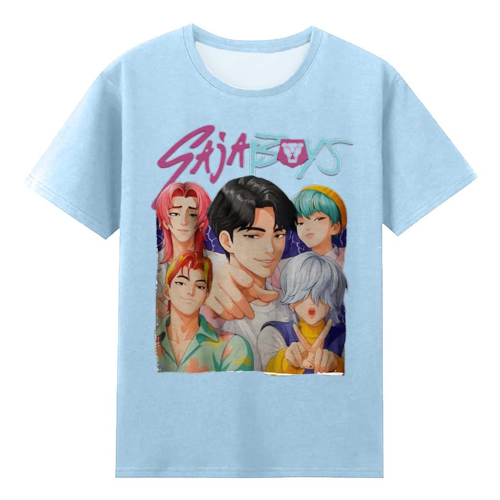 Boys Girls Round Neck Casual Printed Short-sleeved T-shirt Top