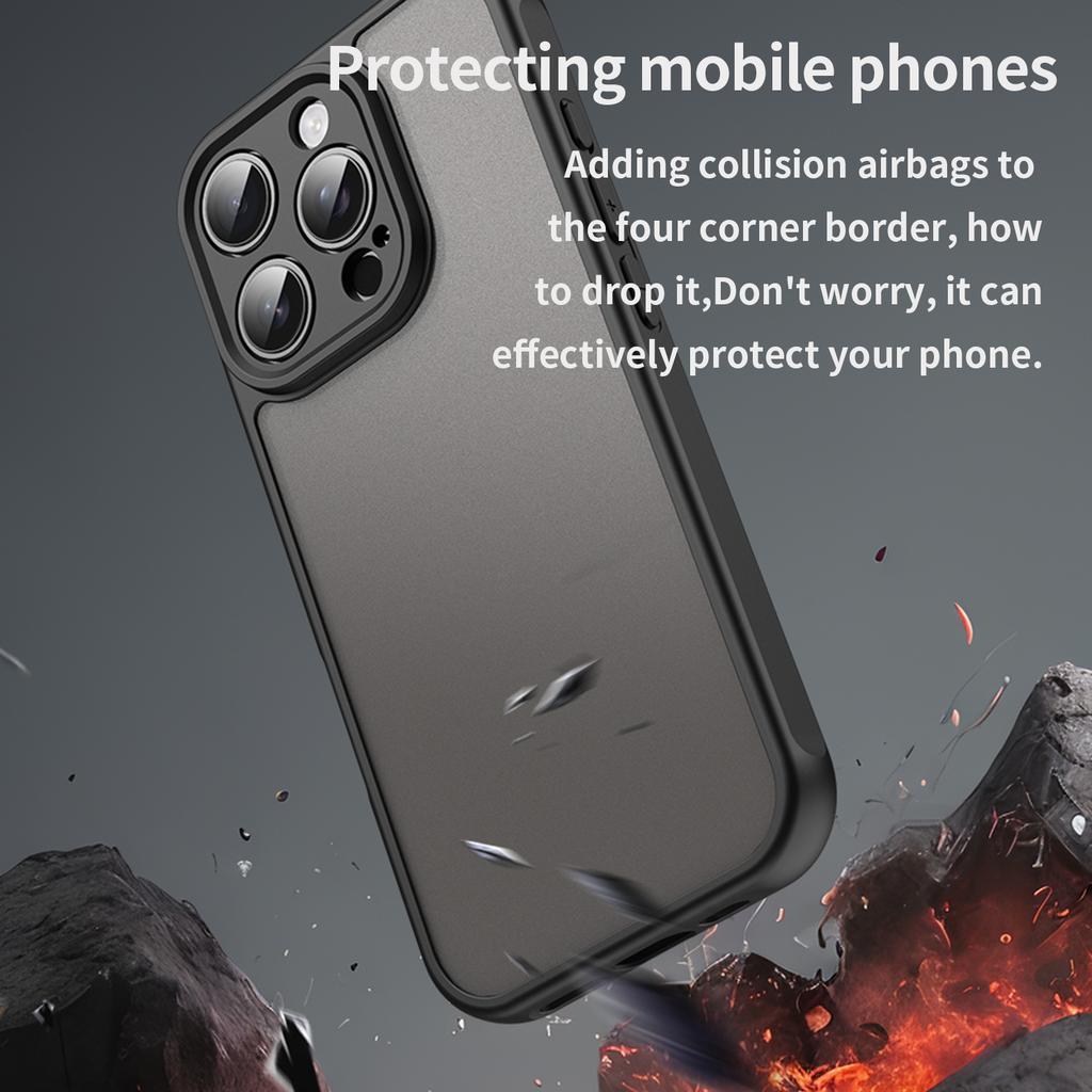 For iPhone 16 Pro Case with Screen Film WANLONFENG FD Series Skin Touch TPU PC Phone Back Cover