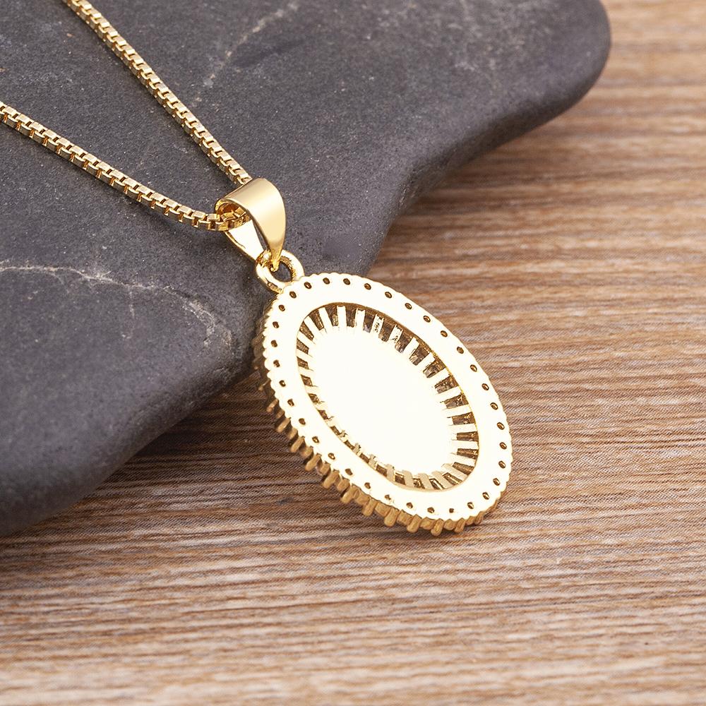 Sosire Zirconiu Complet de Lux Placat cu Aur Lanț Lung Colier cu Pandantiv Fecioara Maria Pentru Femei Bărbați Farmec Bijuterii Catolice