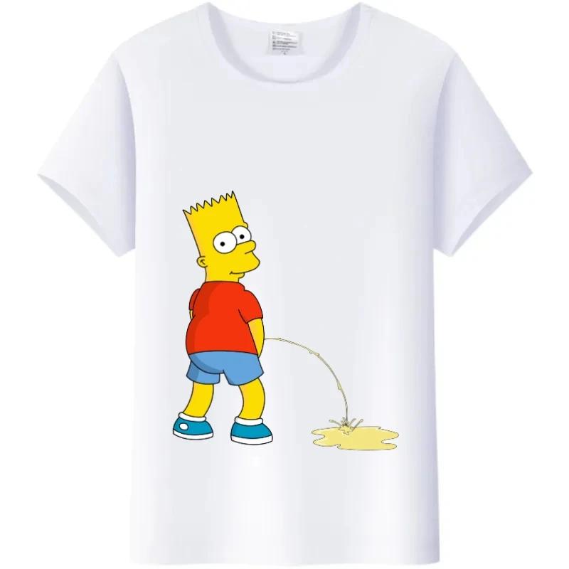 Casual Disney Cartoon Simpson Harajuku T-shirt Summer Blouses Ladies Men White Tees Tops Short Sleeve Blouses Women 90S Tshirt