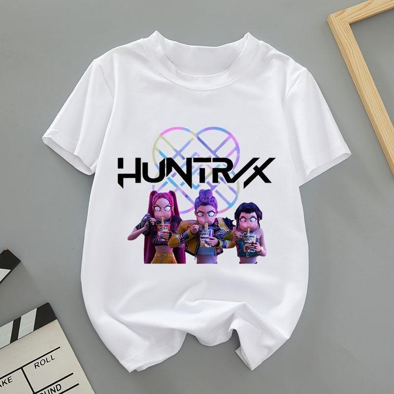 K-POP Saja Boys Print Short-Sleeved Spring Family Clothing for Boys and Girls Cute Cotton T-shirt for Boys and Girls