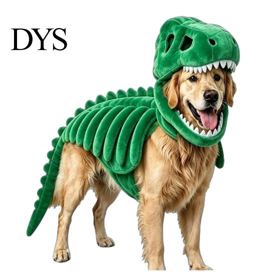 Vtipný dinosauří obleček Kostým kostlivce pro mazlíčka, Halloweenský obleček pro psa, Měkký teplý cosplay kostým pro psy kočky, Doplněk oblečení pro koledování