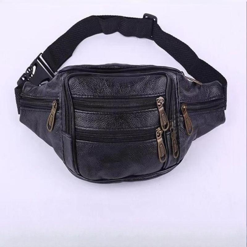 Business Men's Money Bag Oxhide Multi-Functional Waist Bag Camera Bag Cow Leather Business Bag Running Sports Waist Bag Men Cash Register Wallet