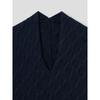 Anggae Cable Slit Neck Shortsleeve Pullover Navy