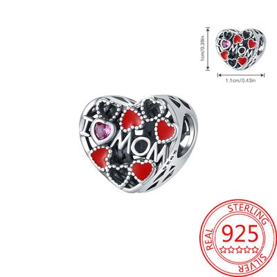 Beads Copper Charms Original Red Heart Hollow Design Beads Fit Bracelet Jewelry Diy Women Fine Gift Accessory